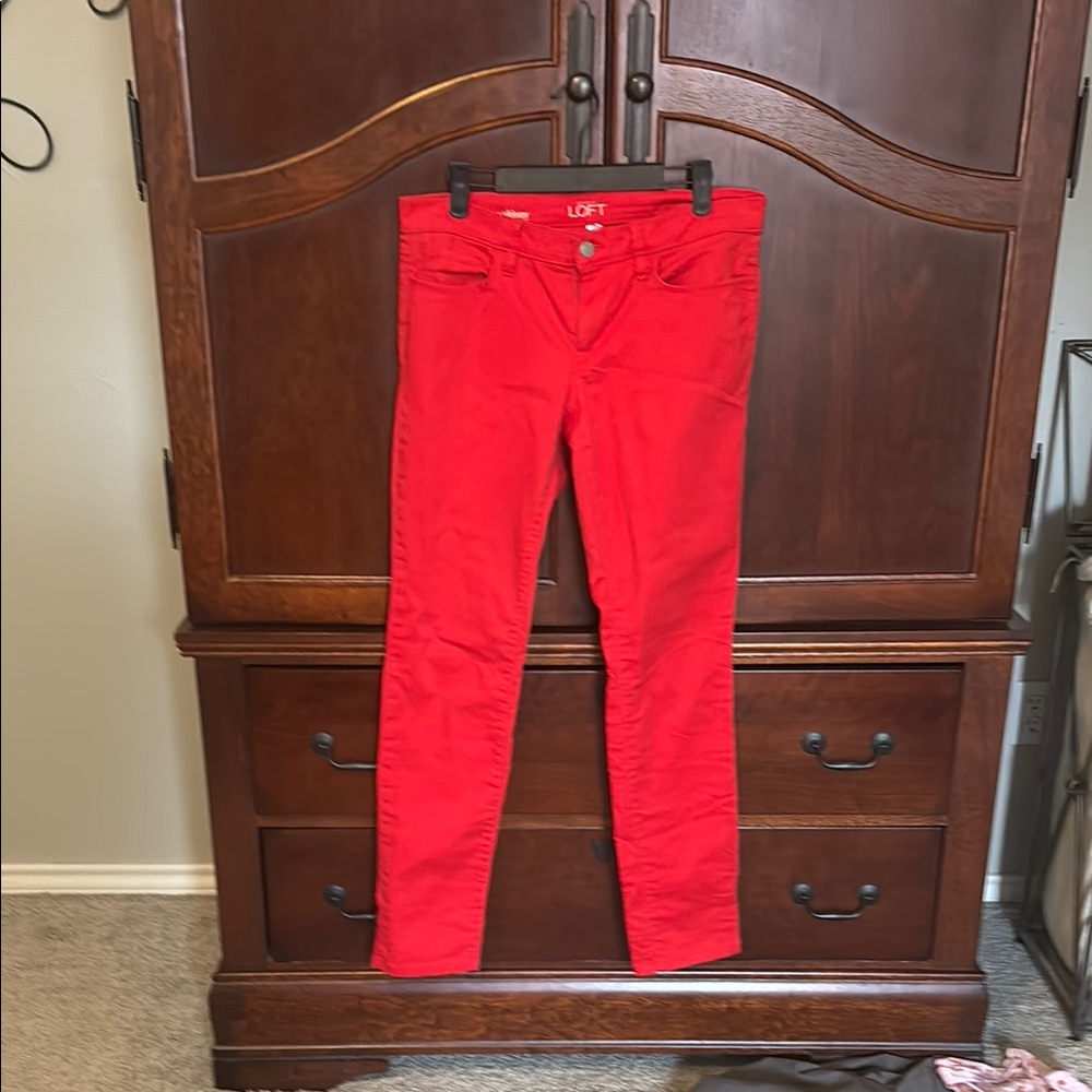 LOFT Red Skinny Jeans